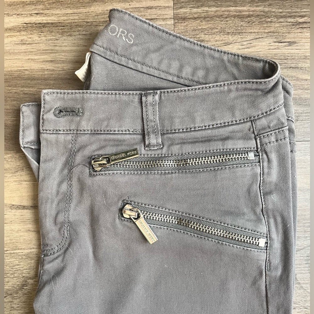 MICHAEL KORS gray skinny zipper detail pants